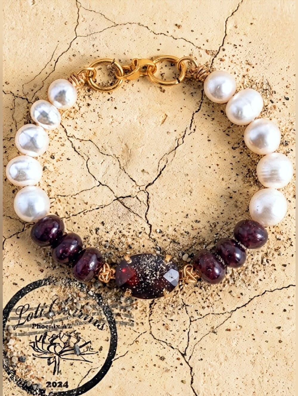 Genuine Rough Ruby 9 Carats And Freshwater Pearl Bracelet
